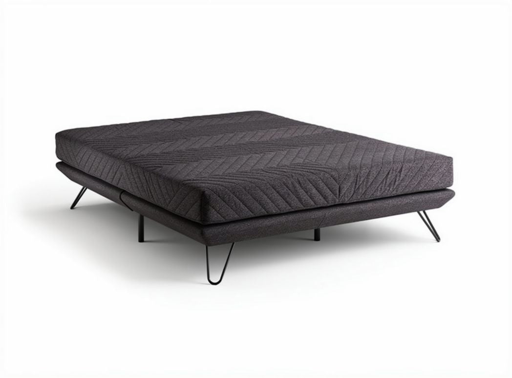 Fabric upholstered bed frame with metal legs - 190 x 150 x 25cm