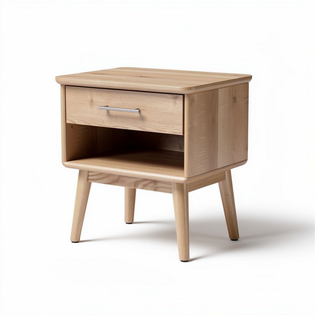 Wood nightstand with drawer for bedroom storage - 45 x 40 x 50cm