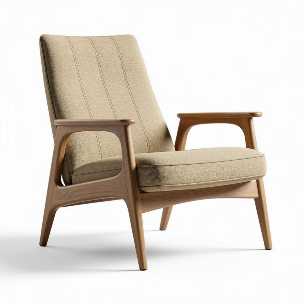 Wooden armchair with fabric upholstery for living room - 85 x 75 x 95cm