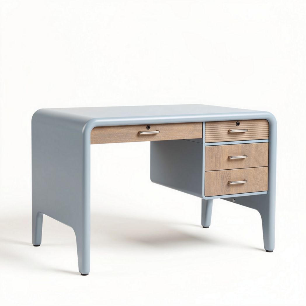 Steel framed writing desk with drawer - 120 x 60 x 75cm