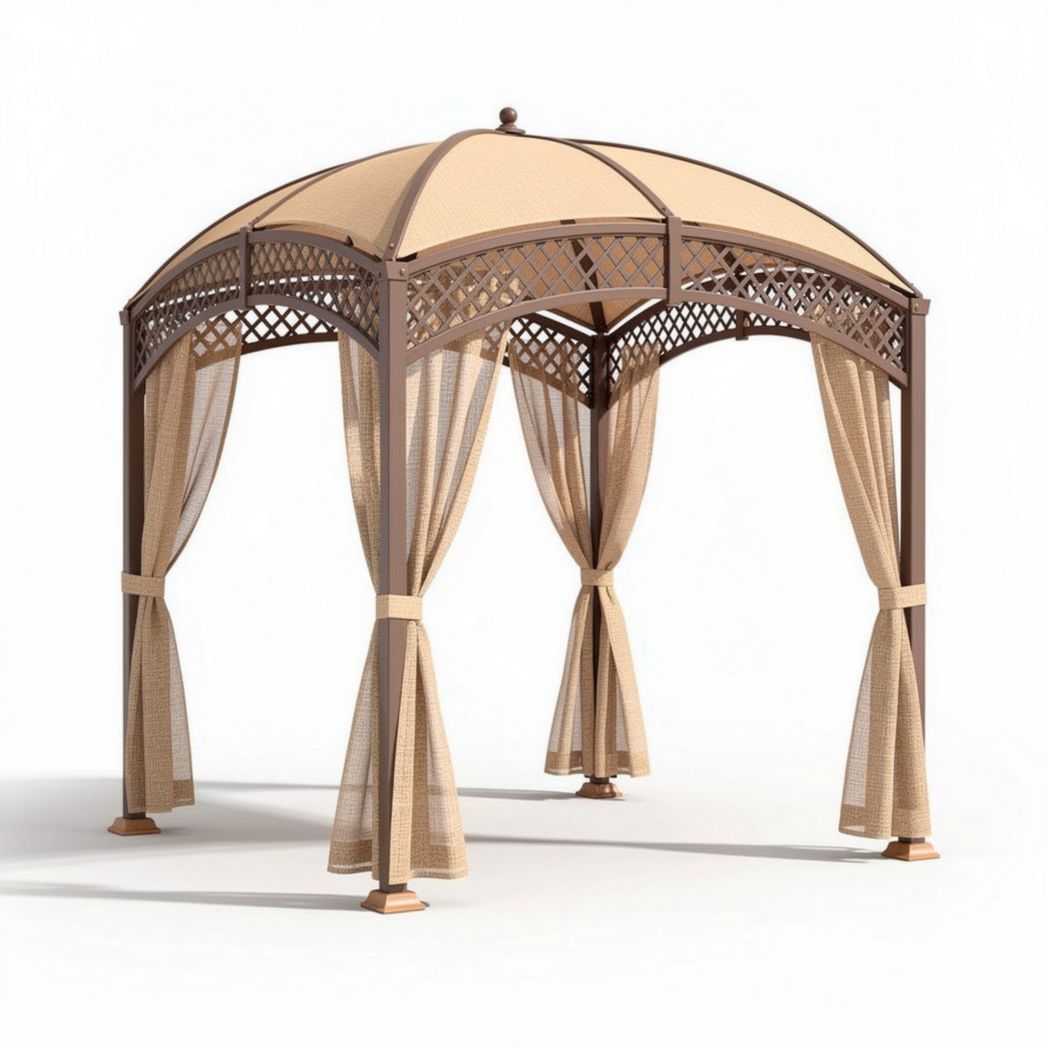 Metal frame gazebo with canopy and curtains - 300 x 300 x 250cm