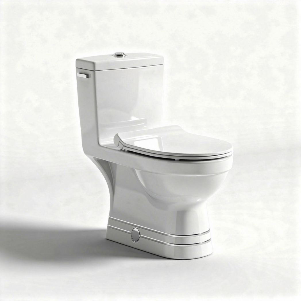 White dual flush toilet for bathroom use - 70 x 40 x 80cm