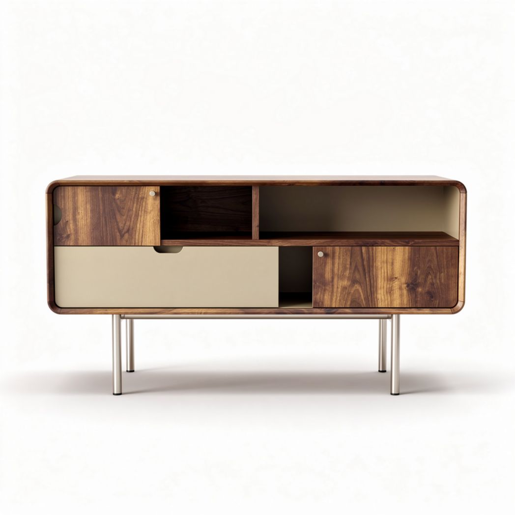 Wooden sideboard with storage compartments - 80 x 40 x 50cm