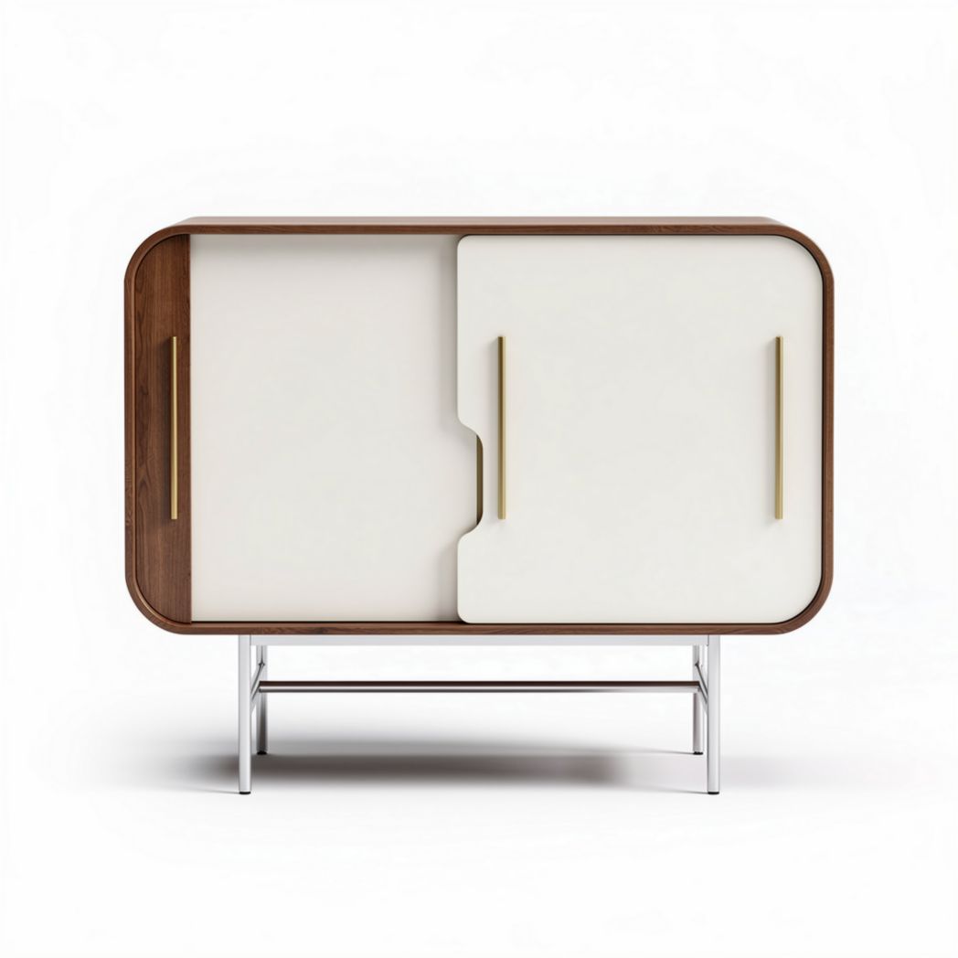 Wood and glass sideboard for dining room - 80 x 40 x 70cm