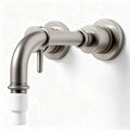 Brushed nickel wall-mounted faucet with lever handle - 20 x 10 x 15cm
